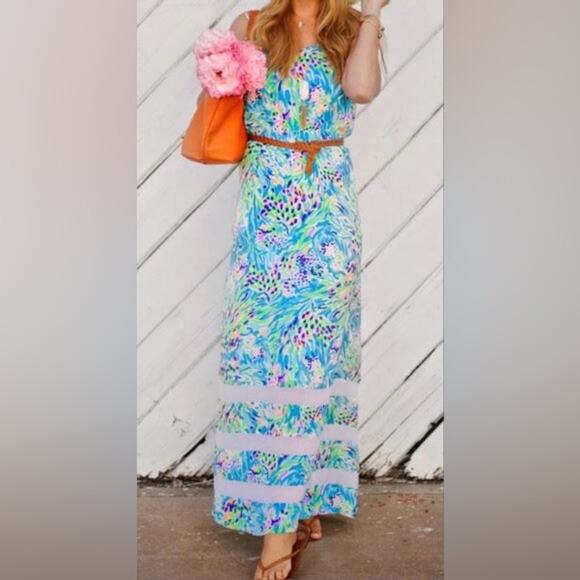 Lilly Pulitzer Deanna Maxi Dress Sea Soirée Vacation Beach Cruise Colorful Small - Picture 9 of 14